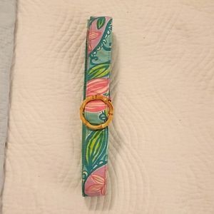Lilly Pulitzer Floral Fabric Belt Bamboo Buckle L
